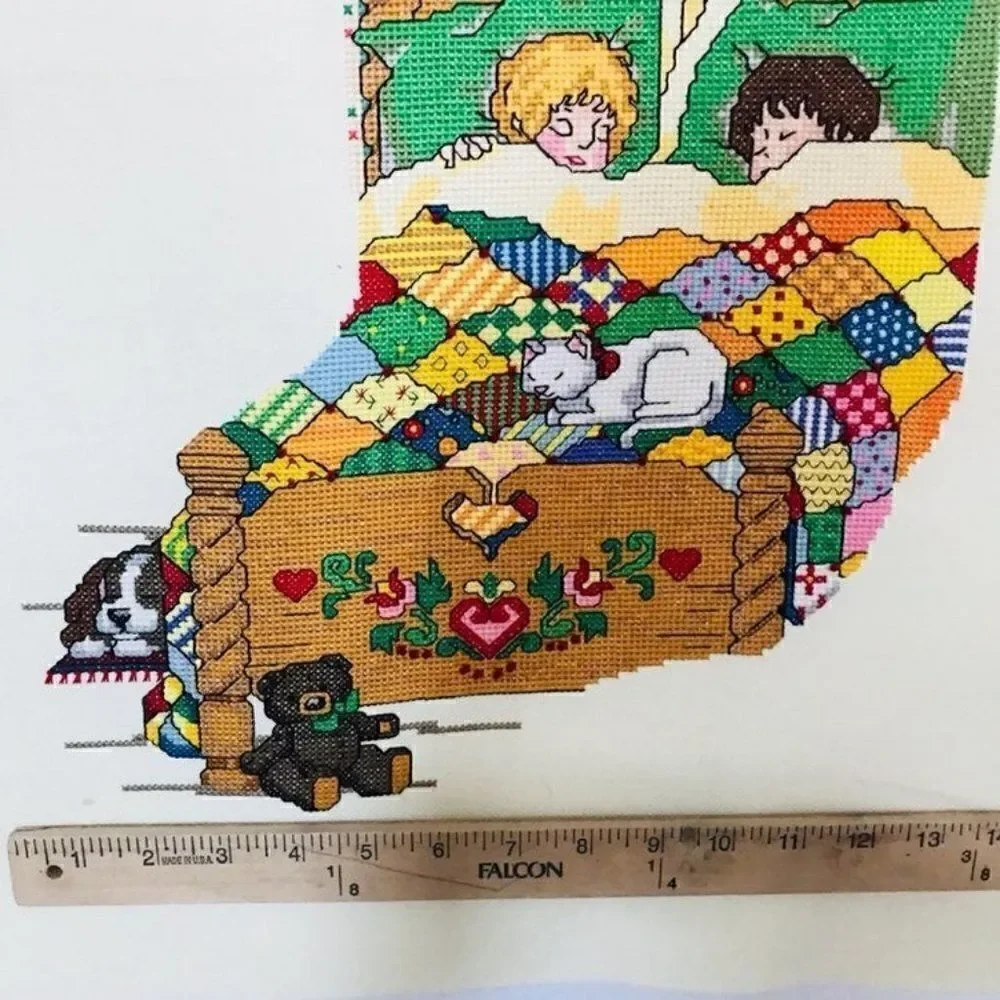 Christmas Stocking Embroidered Vintage